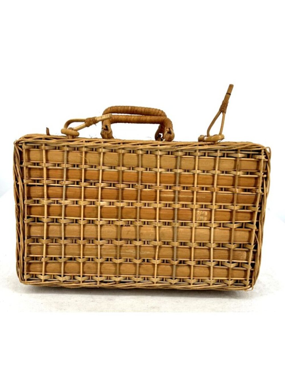 Wicker Picnic Basket Boho Storage 11.5 x 6.75 x 3.75" Vintage China - Picture 7 of 8